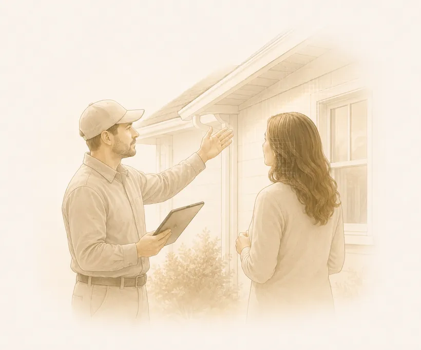 Inspector walking a homeowner through findings on-site